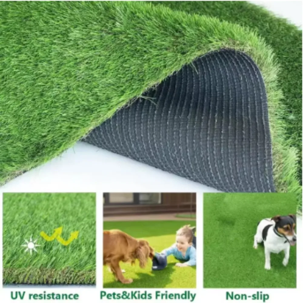 緑の人工芝カーペット-屋外用-耐久性-簡単設置-厚手で豪華なリアルな合成芝生-庭の造園用