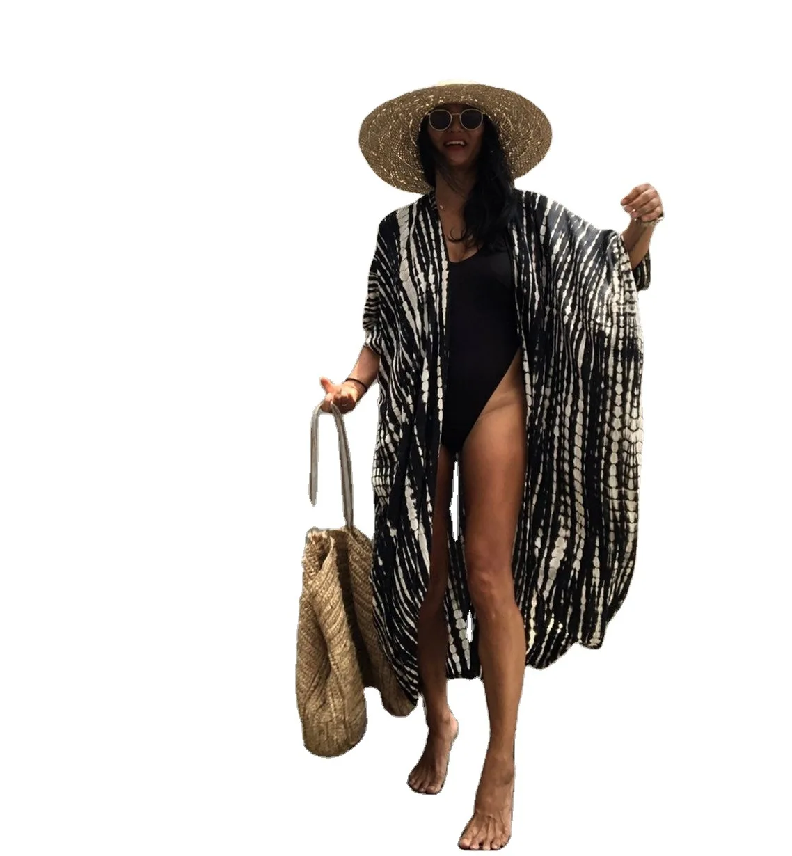 SUSOLA Lady Sexy Bikini Cover-ups Boho Printed Fringed Long Kimono Carfigan Tunic Women Beach Wear Swim Suit Cover Up