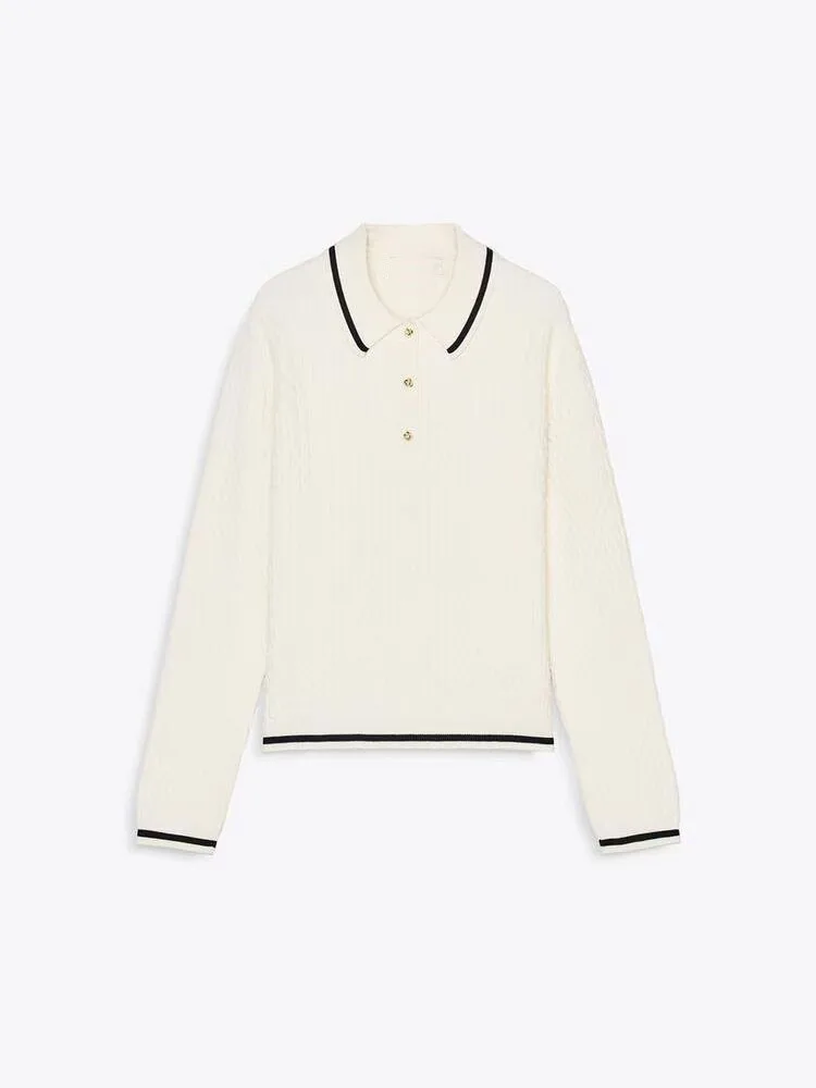 Printemps nouveauté femmes tricoté Long Sve irt col huit brins tissé Simple polyvalent couleur Blo trajet Sle