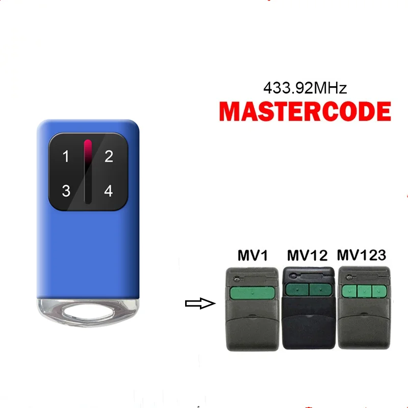 MASTERCODE MV1 MV12 MV123 Garage Door Remote Control MASTERCODE MV1 MV12 MV123 Gate Remote Control Duplicator