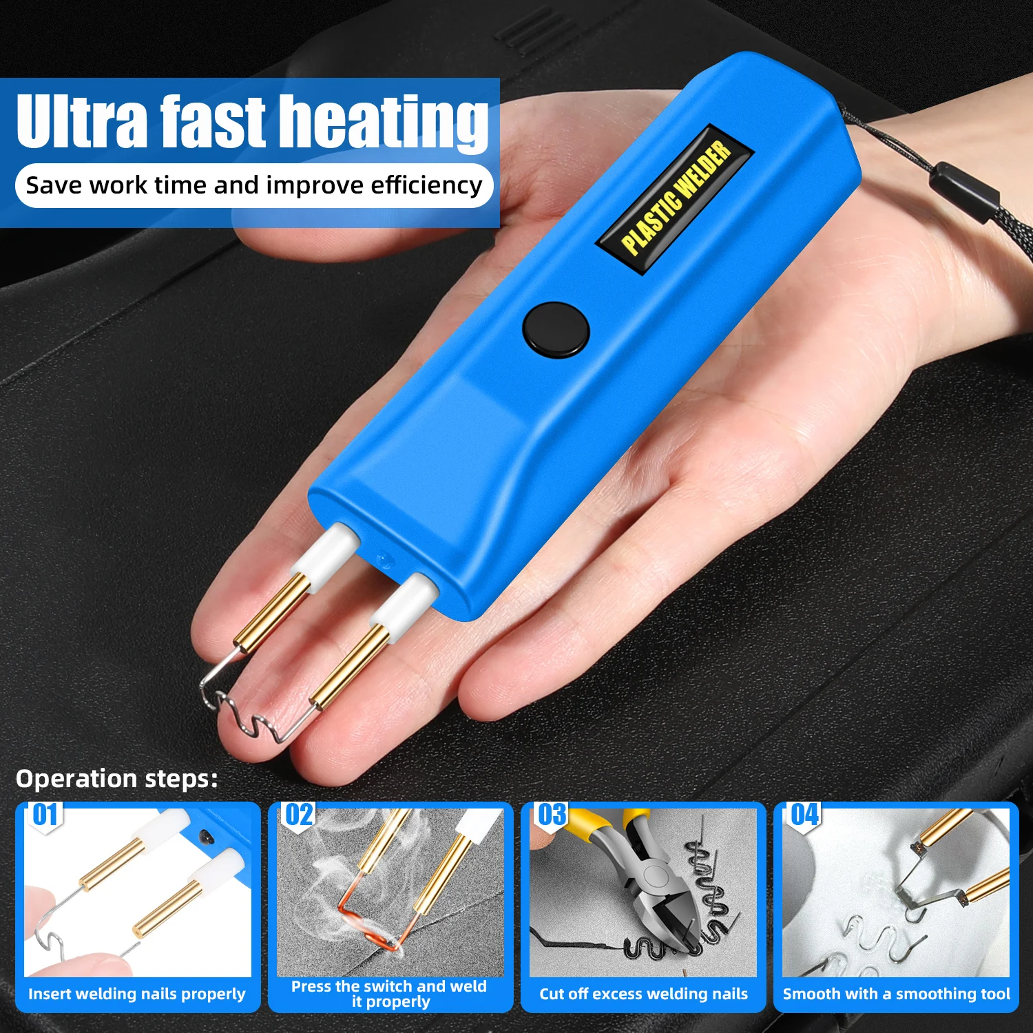 100W wireless plastic welder mini portable hot stapler plastic welder car bumper electronic welding repair tool kit Garage tools