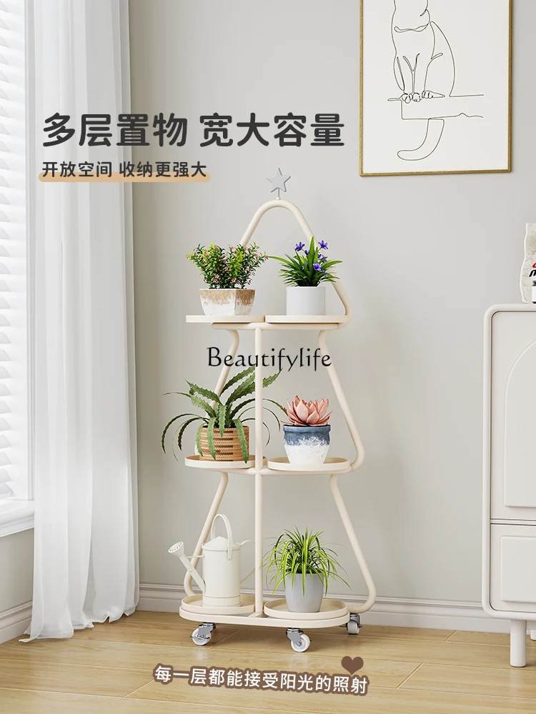 Flower Rack Storage Multi-Tier Movable Succulent Iron Flowerpot Bracket