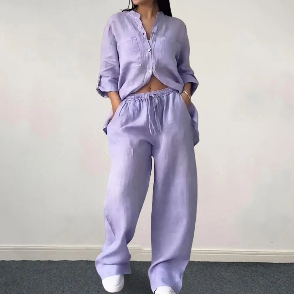 2024 Summer New Trend Cotton and Linen Shirt Suit High Waist Loose Trousers Elegant Women Sets Two Piece Set for Women