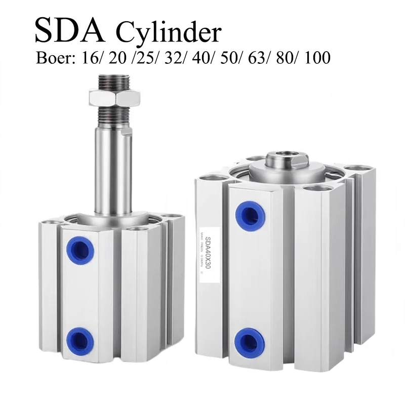 Luft Zylinder Serie SDA Pneumatisch Kompakt 16 20 25 32 40 50 63 mm Bohrung Bis 5 10 15 20 25 30 35 40 45 50 mm Buje