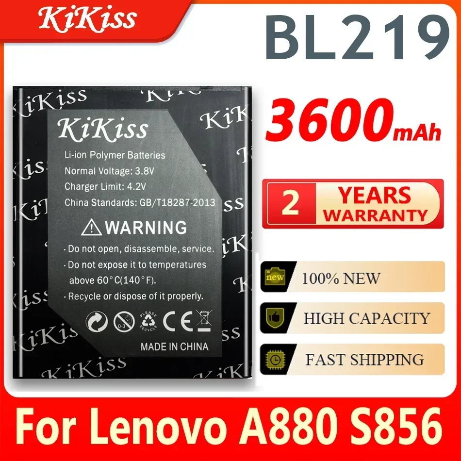 Аккумулятор KiKiss большой емкости BL219 для Lenovo A880 S856 A889 A890e S810t A850 + A916, 3600 мАч, аккумуляторы для сотовых телефонов большой мощности