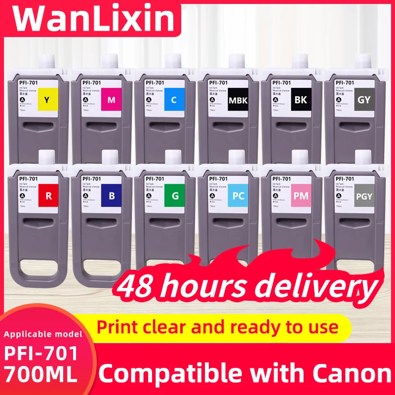 

PFI-701 PFI701 картридж 700 мл, совместимый с Canon iPF8000 iPF9000 iPF8000s iPF9000s iPF8010s iPF9010s с пигментными чернилами