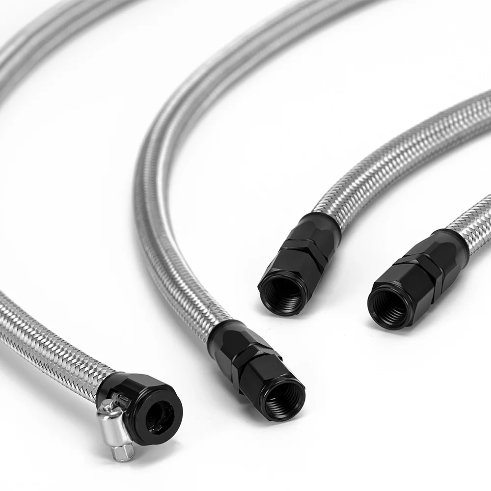 AN4 Engine Steam Vent Hose Kit Stainless Steel Braided / Black Nylon Hose For LS LSX LS1 LS2 LS6 LM7 For Front Rear Venting