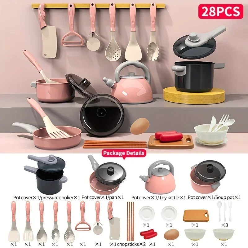 Kids Deluxe Kitchen Toy Set with 28 Realistic Cooking Tools An Enriching Pretend Play Experience for Boys and Girls