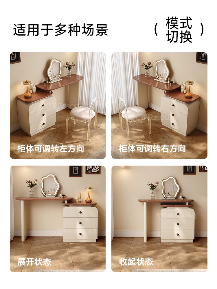 خزانة تخزين من الخشب الصلب في العصور الوسطى، خزانة ملابس مدمجة كريمية بسيطة على الصدر، شقة صغيرة