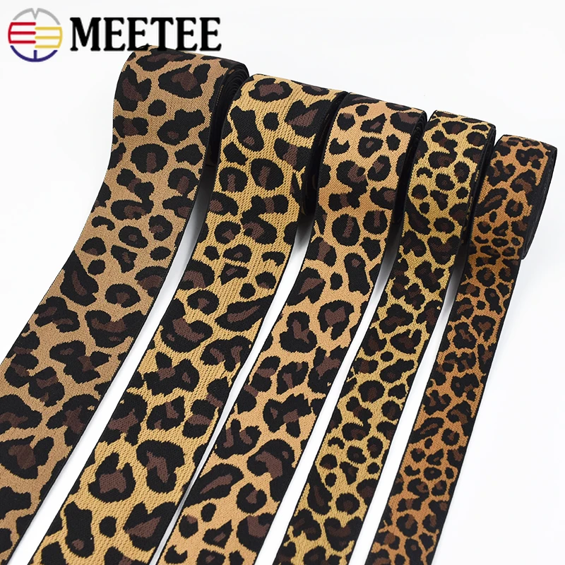 Meetee 5/10M 15-50mm fascia elastica leopardo Jacquard Yoga pantaloni abbigliamento sportivo cintura a nastro Streach accessori per cucire fai da te