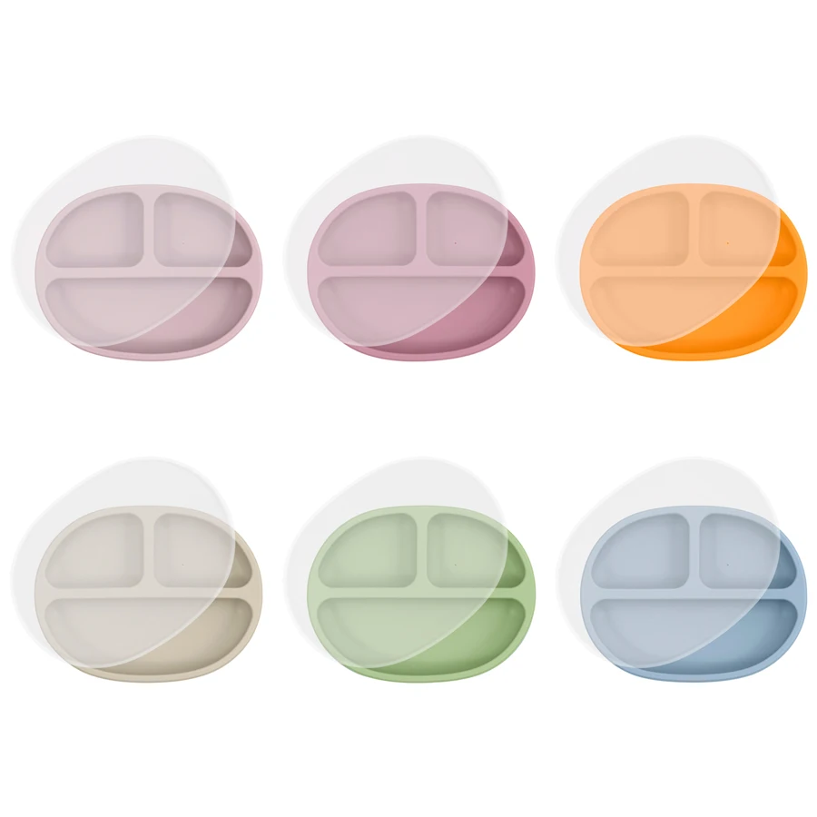 

1PCS Baby Silicone Dishes Plate Kids Feeding Plate Sucker Bowl Solid Color Children Dishes Toddler Training Baby Tableware
