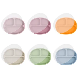 1PCS Baby Silicone Dishes Plate Kids Feeding Plate Sucker Bowl Solid Color Children Dishes Toddler Training Baby Tableware