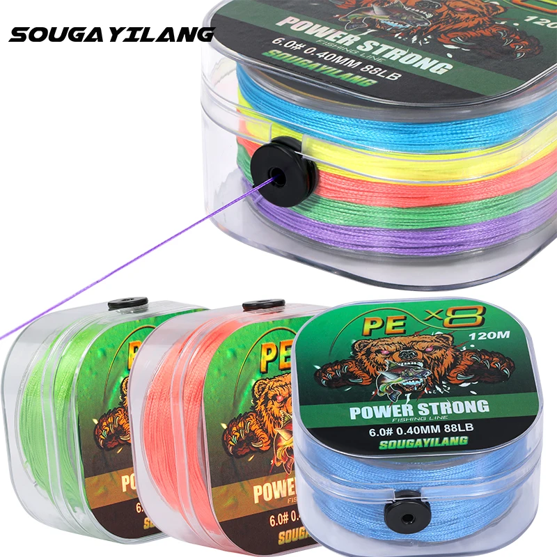 Sougayilang X8 Fihsing Line 8 Strand Braided Line 120m Japan Fishing Line 0.12-0.40mm Sinking Abrasion Resistance Fishing Lines