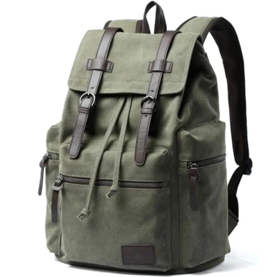 

MOYYI Canvas Backpack for Men Women, Vintage Backpacks Fit 15.6 Inch Laptop, Casual Daypacks for Hiking Travel Commute