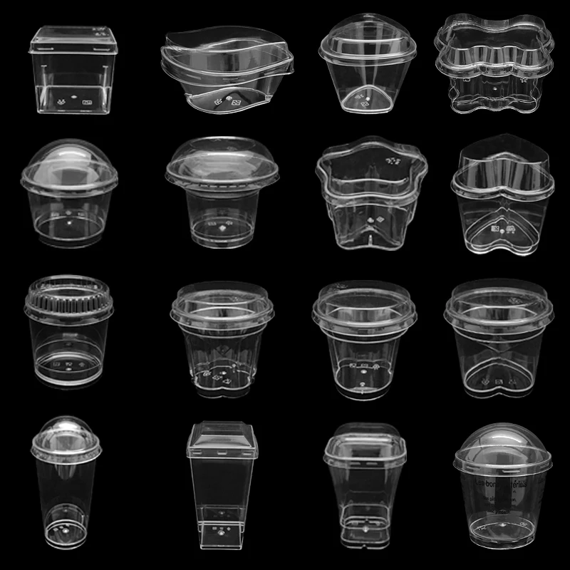 

20/40/50/100 Мини-чашка для мусса с крышкой, прозрачная чашка для пудинга, деревянная желейная чашка для выпечки торта, чайного перерыва, стол, одноразовая чашка для десерта