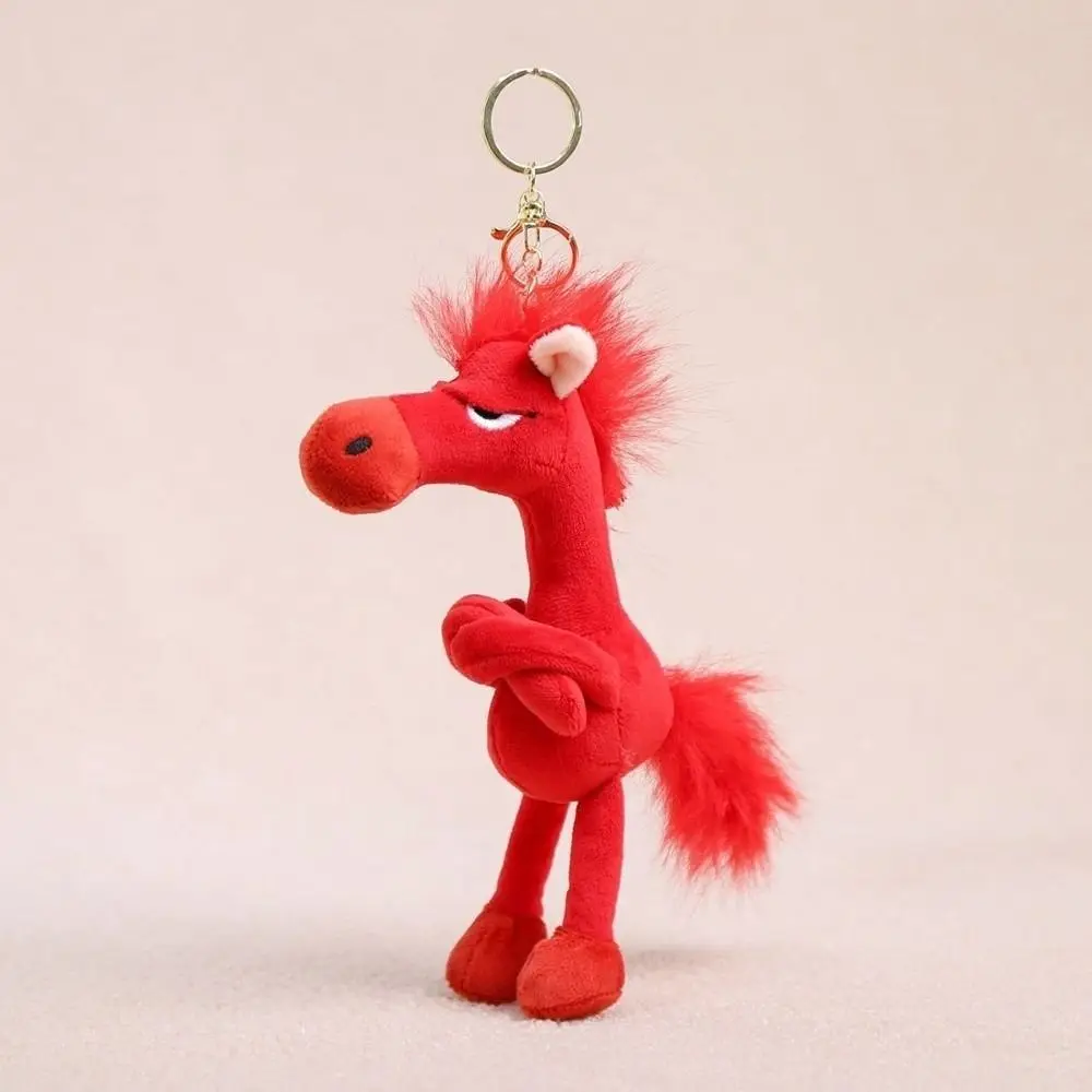 Cartoon Simulation Horse Stuffed Keychain Fantasy Style Stuffed Pony Keyring Black Red Simulation Horse Christmas Gift - view 2