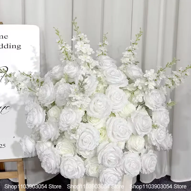 Künstliche weiße Rosen-Serie Delphinium Tischdekoration Blumenarrangement Hochzeitsempfang Heimparty Simulations-Blumendeko – Detail 4