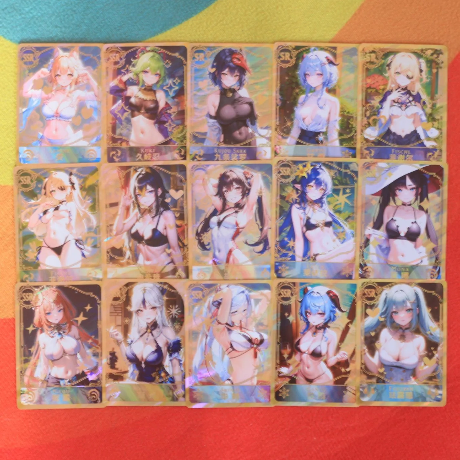 1Box/55pcs Genshin Impact 2 bombs Goddess Swimwear Card part 1 Full glitter plus hot stamping beautiful girl collection card Toy