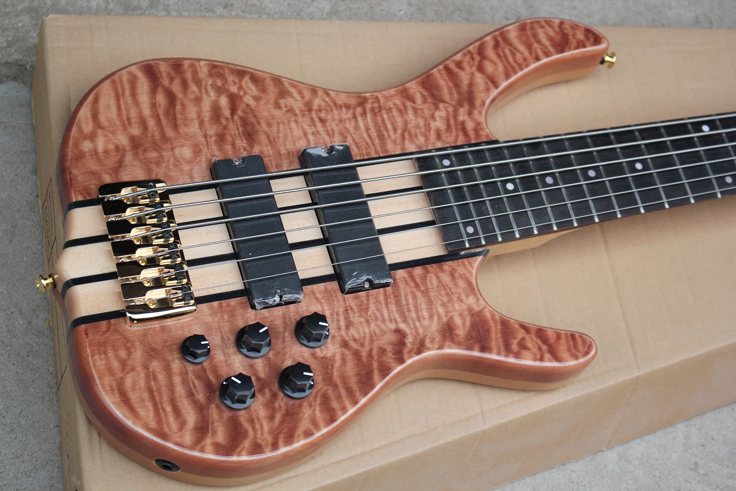 Flyoung Musical Instruments Bass Guitar 6 Strings Electric Bass Guitar Brown Bass