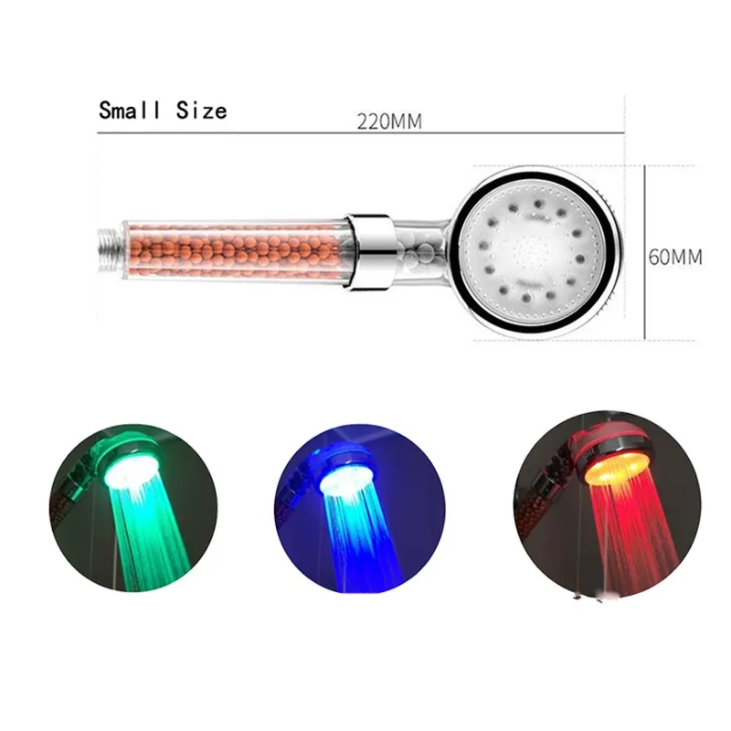 LED Negative Ion SPA Shower Head, Pressurized Shower Head, Temperature Sensing, Three Color, Seven Color, Size Optional C2