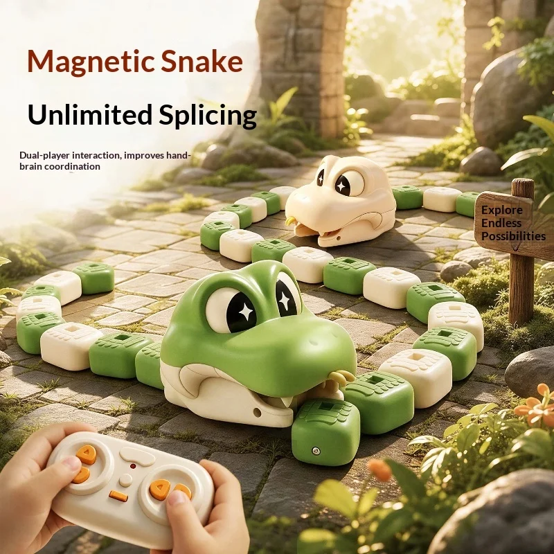 Generic Remote Control Magnetic Snake Toy Two Player Interactive Battle Electronic Game For Family Party Screen Free