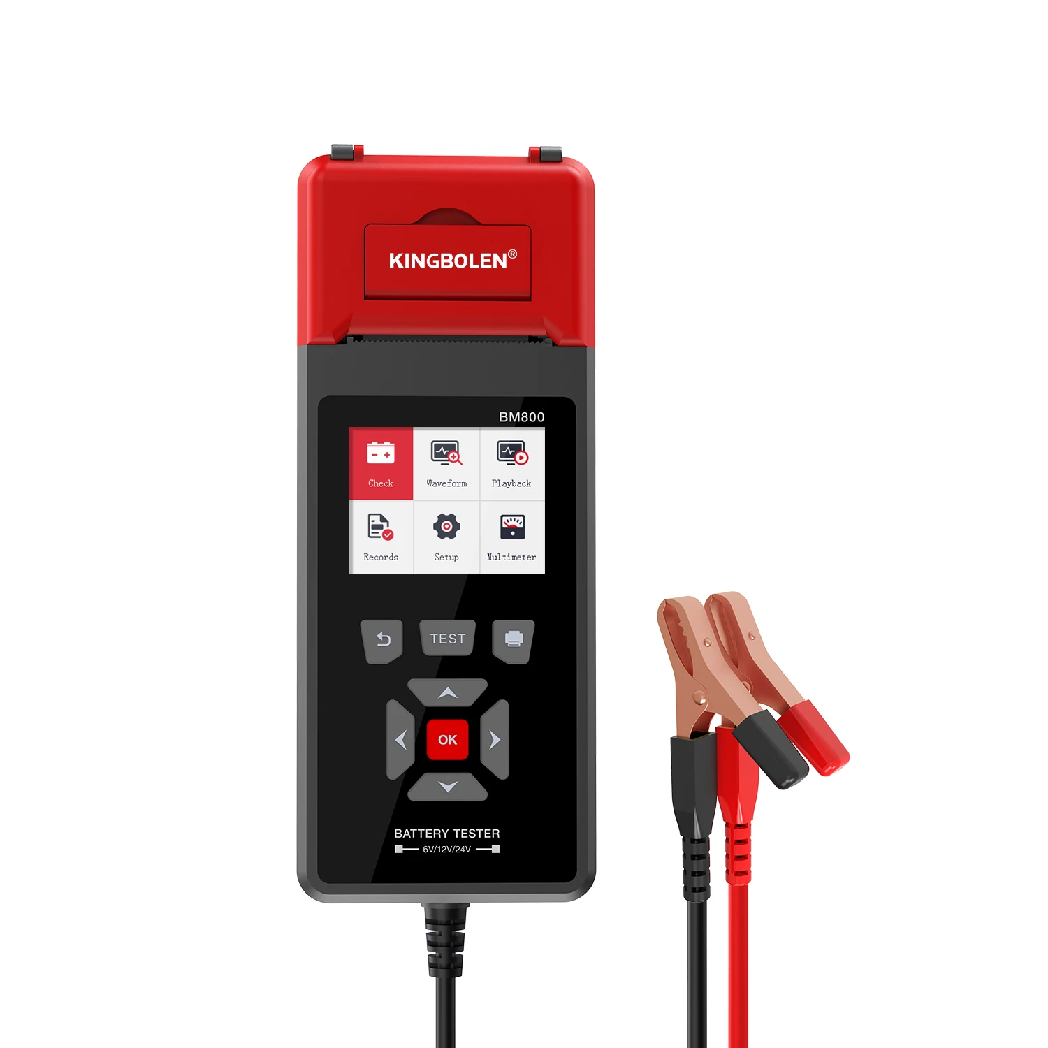 BM800 Autobatterietester mit Drucker 6V 12V 24V Batterieanalysator Anlassenstest & Ladetest & Höchstlasttest PK BT760