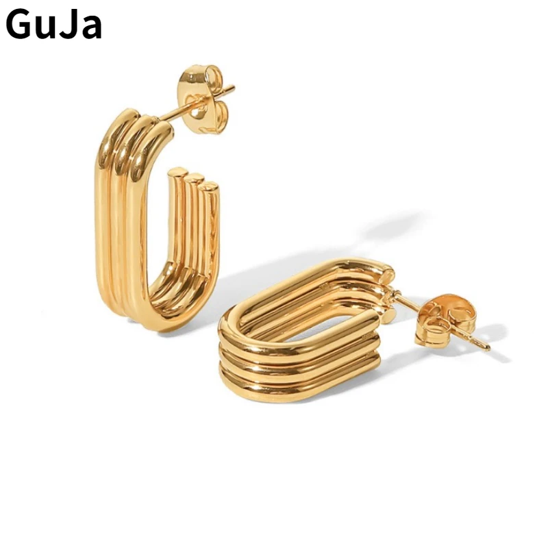 Modern Jewelry European and American Design Three-layer U-shaped Earrings For Women Party Gifts Exaggerative Ear Accessories