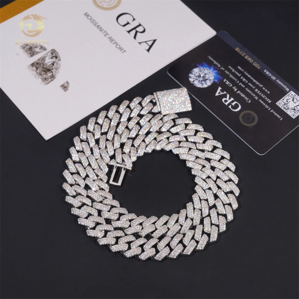 Hop Hip Jewelry 14mm Men Cuban Link Moissanite Diamond 925 Silver Iced Out Hip Hop Chain Rapper Jewelry..