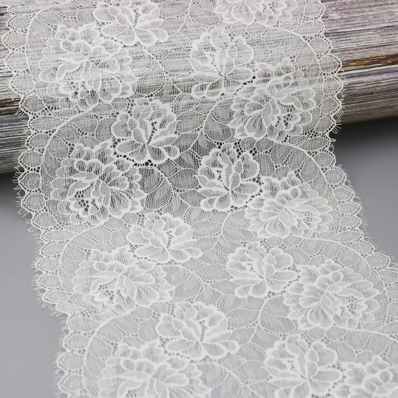 (3 meters) 230mm flower Stretch Lace Trims For Clothing Accessories Dress Sewing Applique Costume Handwork Lace Fabrics Ribbon