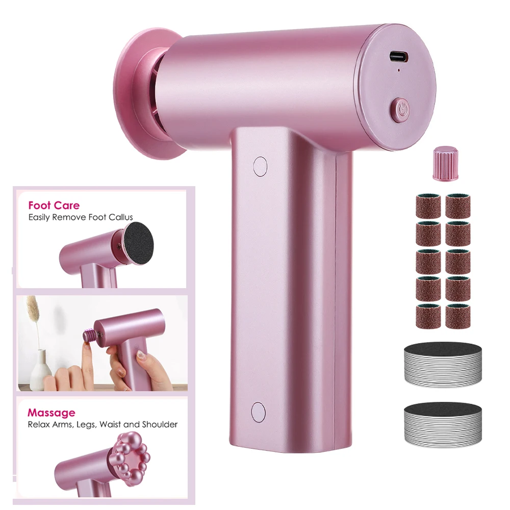 3 in 1 Elektrische Voet Eelt Remover Nail Grinder Pedicure Gereedschap met 20 stks Schuurpapier Voet Huidverzorging Dode Huid Verwijderen