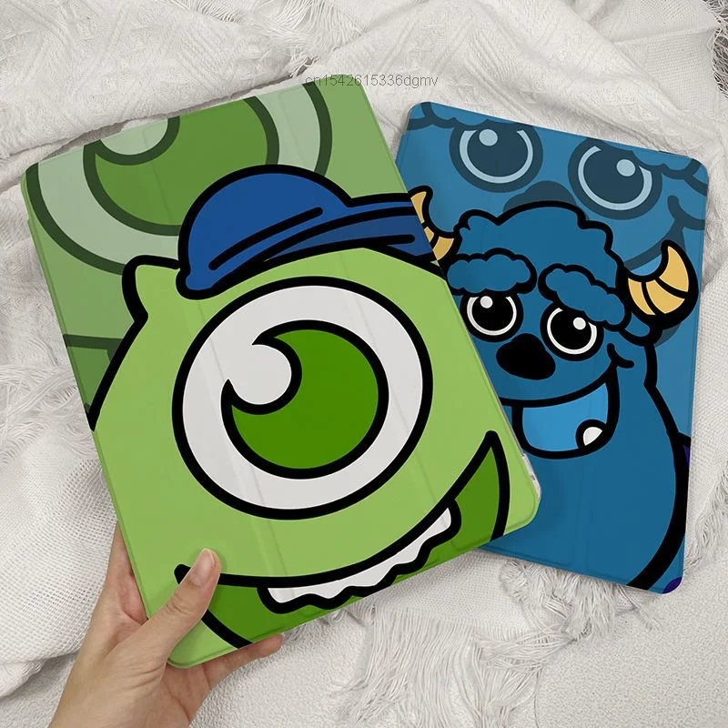 Monsters University Mr.Q IPad Case Pro 2022 2021 12.9 11 Inch Three Fold Air 1 2 3 Mini 4 5 6 10.9 Cartoon Cover With Pen Slot