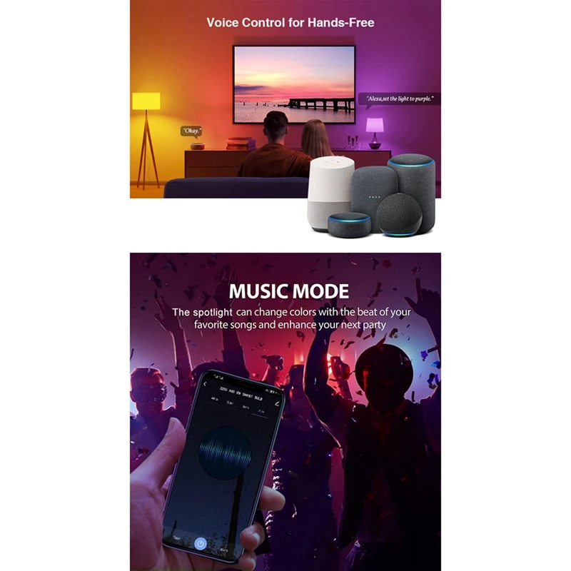 AB09-Tuya Wi-Fi GU10 Умная светодиодная лампа с регулируемой яркостью 6 Вт 220 В Smart Life App Control Прожекторная лампа работает с Alexa Google