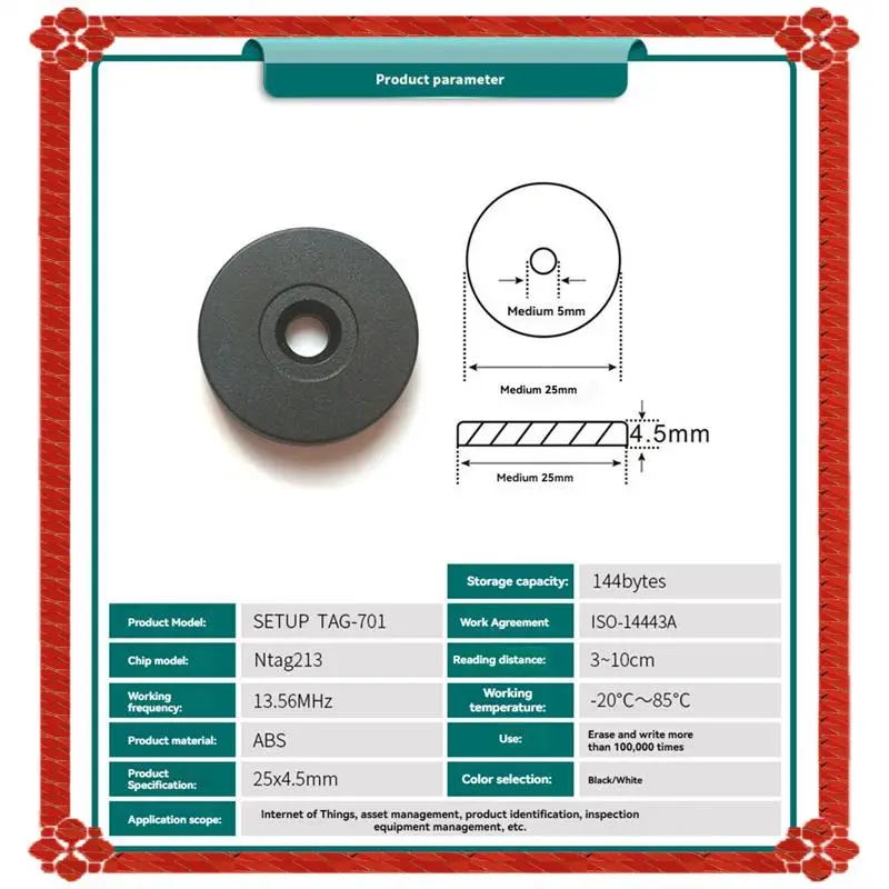 24-Hour Delivery 25Mm RFID Checkpoints Label Tag Guard Tour Patrol System Anti-Metal NFC 213 Chip 13.56Mhz 144Bytes White