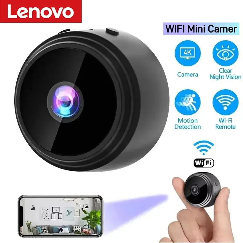 Lenovo A9 Wifi Mini Camera 4K Security Monitoring Wireless Remote Night Vision Video Surveillance Smart DV Cam HD Camera