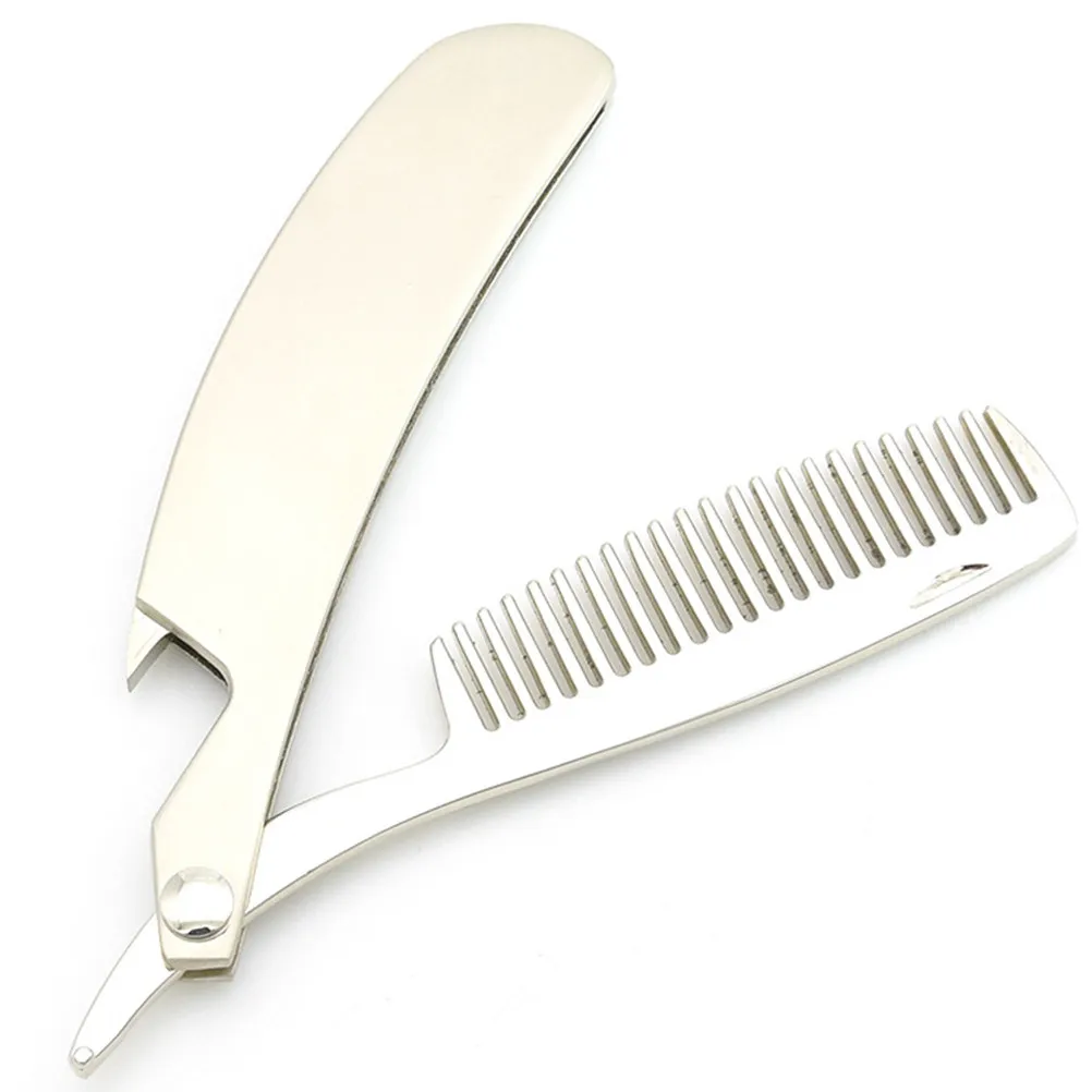 Zinc Alloy Beard Comb for Men Hairdressing Accessory Portable Foldable Styling Comb Scalp Massage Circulation Stimulator Anti