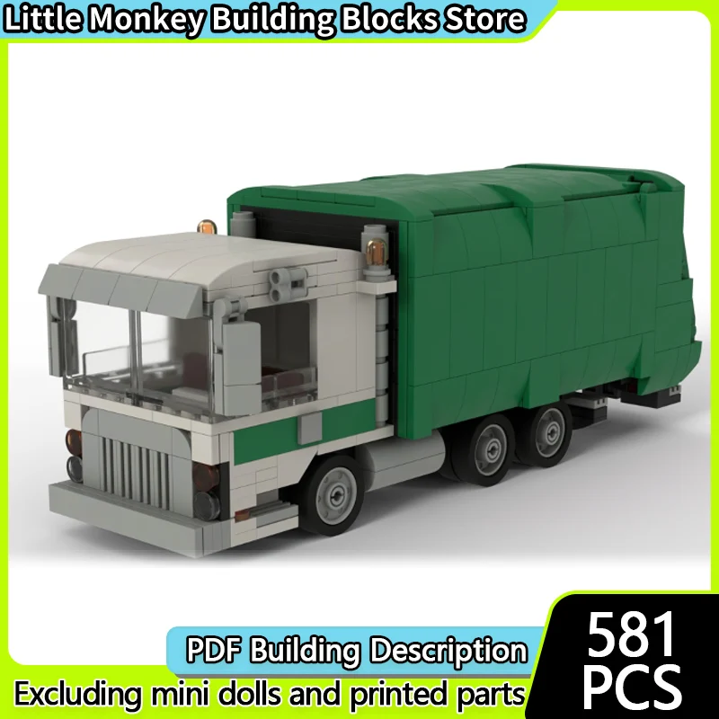 Model wyścigówki, klocki konstrukcyjne MOC, klasyczny śmieciarka miejska, modułowa technologia, prezent świąteczny dla dzieci, zestaw do składania.