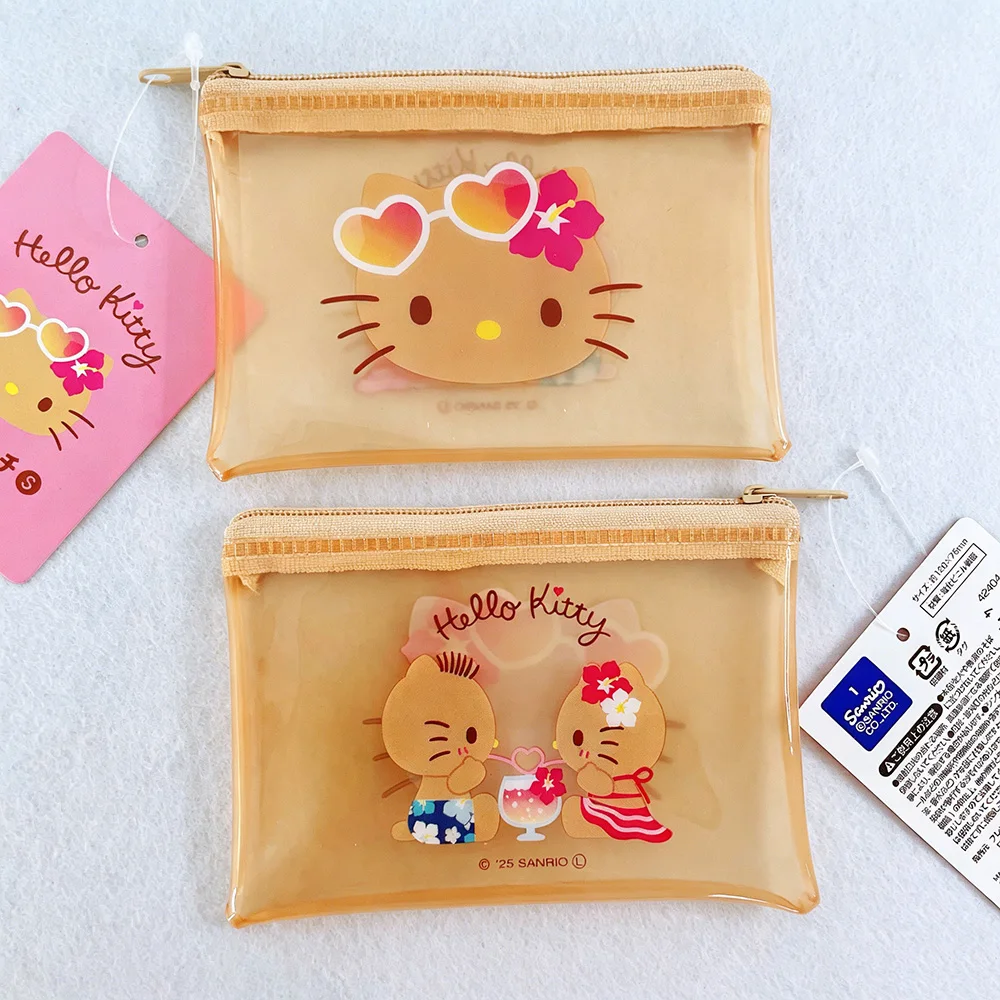 Genuine Sanrio Hello Kitty Storage Bag Wallet Cute Black-skinned Kt Cat Transparent Waterproof Portable Card Pouch Girls Gifts view 4