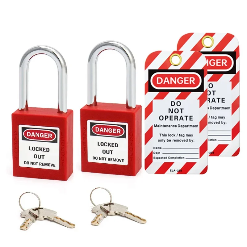 2/5PCS Safety Locks Set 2 Keys Per Lock with Tag Warning Signs Compliant Lock Out Tag Out Padlocks for Electrical Application