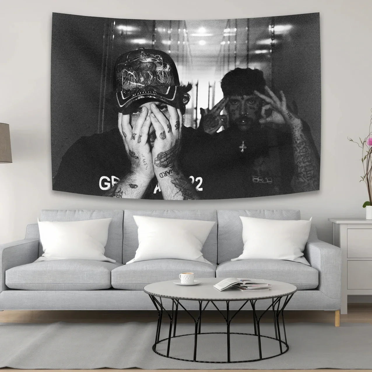 VIKAMA European and American Hip-Hop Artist Tapestry Wall Decoration Aesthetic Dormitory Backdrop Youth Room Decor Hanging Cloth