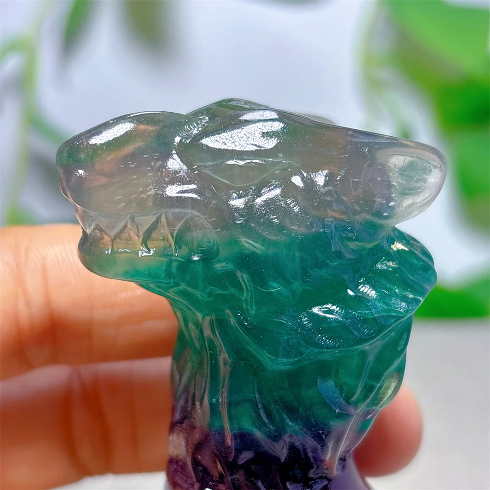 Rainbow Fluorite Wolf Head Crystal Natural Stone Quartz Minerals Home Decoritems Reiki Garden Gifts Energy Healing Luck Love