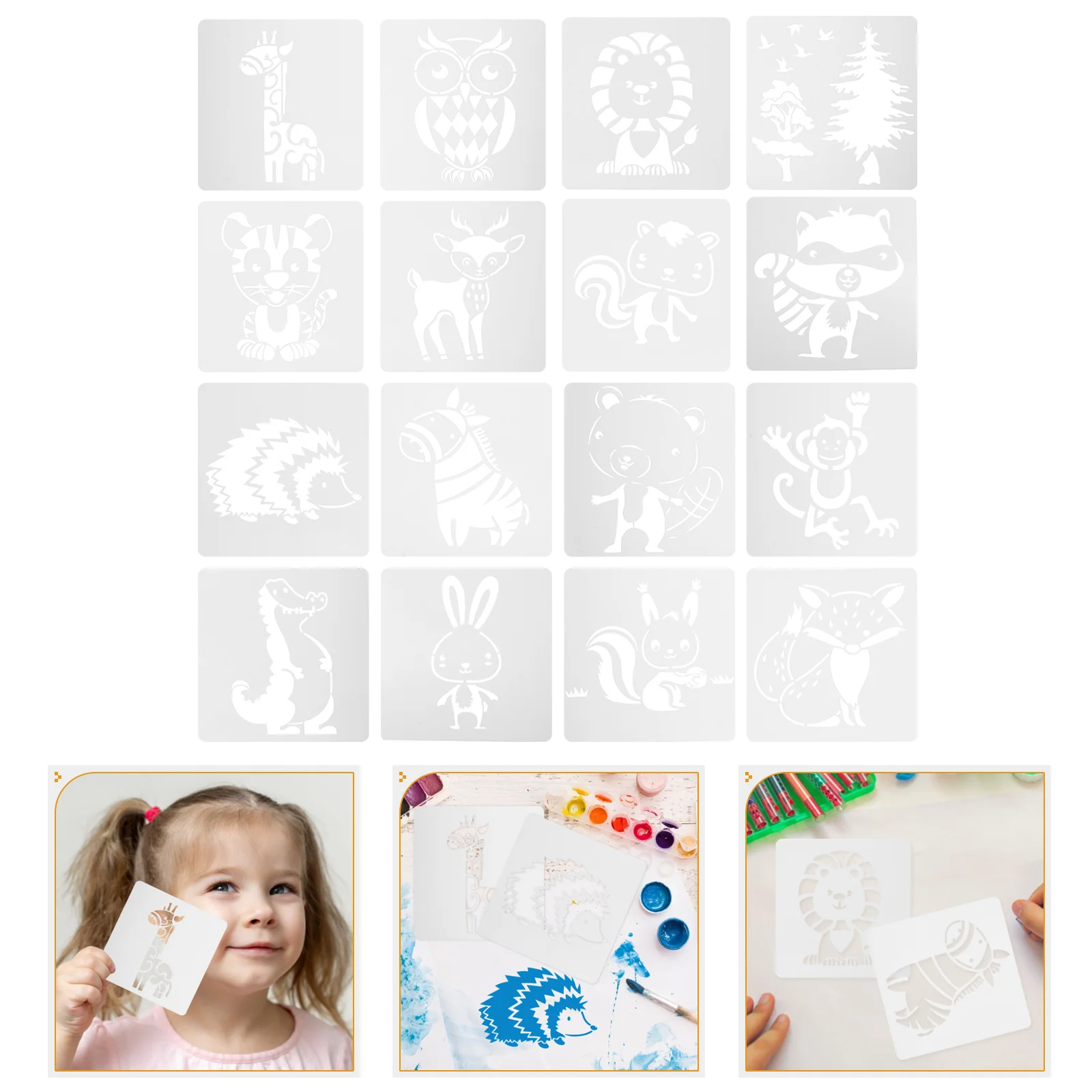 

16 Pcs Animal Drawing Template Kids Crafting Stencils Painting Assistant Tool Stone for DIY The Pet Child