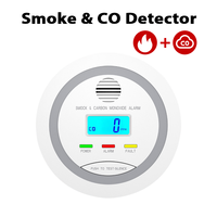Smoke And Carbon Monoxide Detector 2 in 1 Smoke CO Detector AA Batteries Powered LCD Display Hush Button Sound & Light Alarm CE