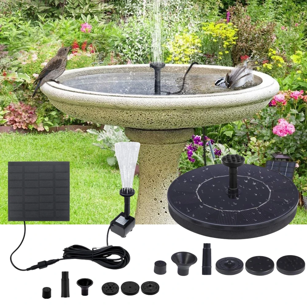 

Solar Powered Fountain Floating Solar Panel Water Pump Pool Pond Garden Water Sprinkler Sprayer 3 Spray Heads Bird Bath Fountion