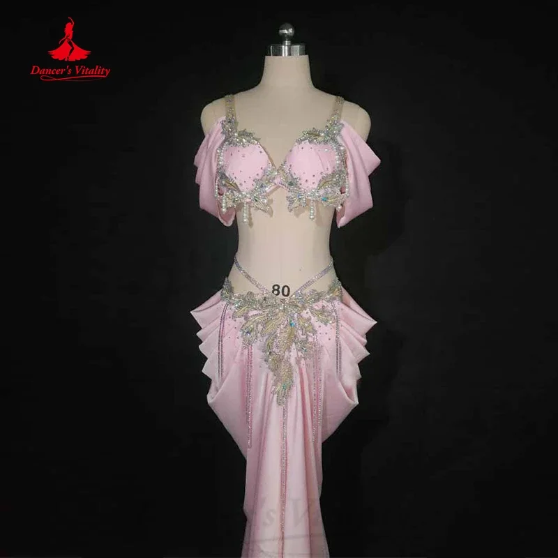 Belly Dancer Costume Set Women Female Children High-End Custom Hand Made Bra+saint Skirt 2pcs Belly Dancing Performance Outfit