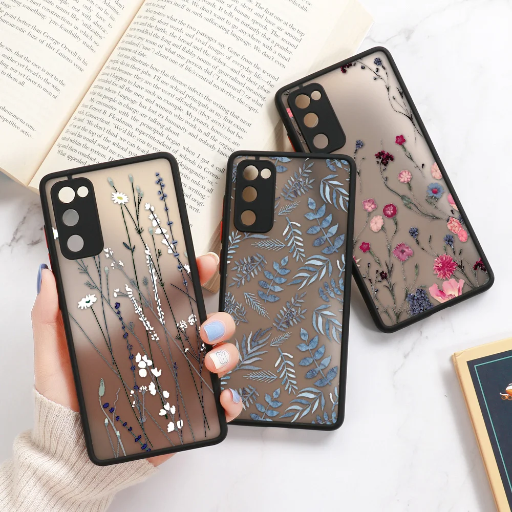 Phone Case For Samsung Galaxy S24 Ultra Cases S23 FE  S22 Plus S21 S20 FE Note 20 Ultra 10 Plus Hard Matte Flower Fundas Covers