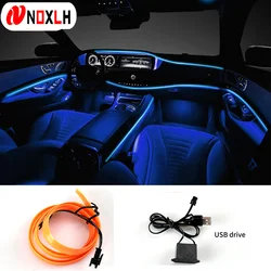 5M Fiber Optic Car Interior Decorative Ambient Light LED Flexible Strip USB Driven Cold Light Auto Interior Atmosphere Lamp 5V