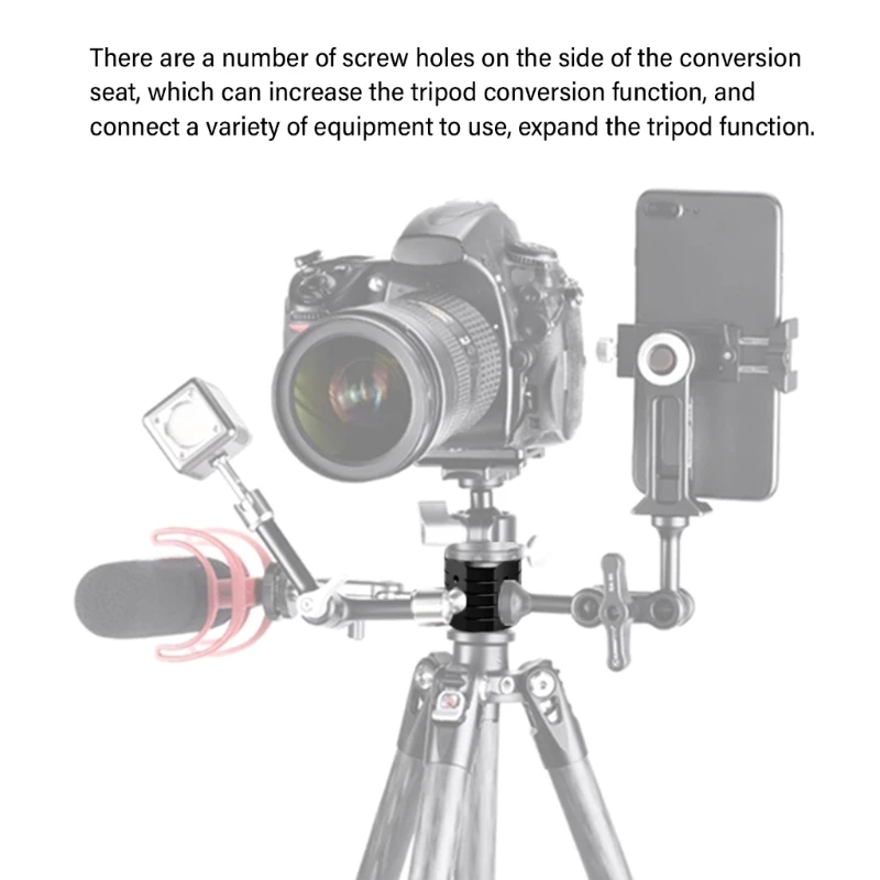 Adaptador montaje para trípode aleación aluminio L74B con orificios rosca universales para cámara