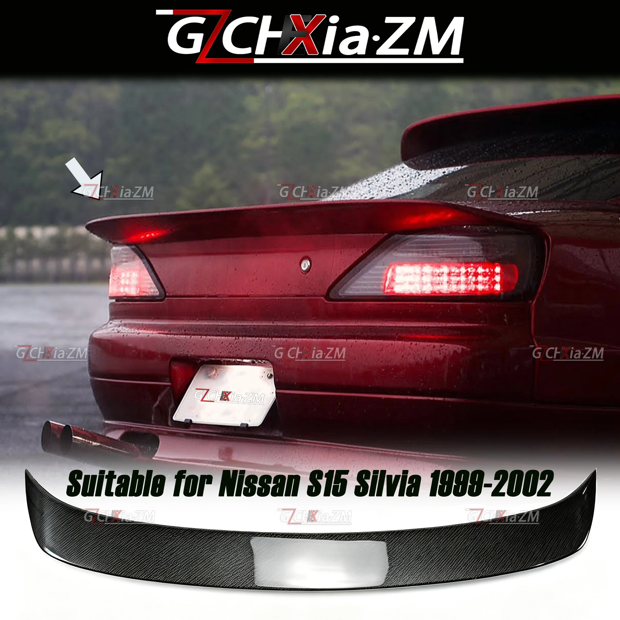 1999-2002 Nissan S15 Silvia DMAX Style High-Quality Carbon Fiber Rear Spoiler Trunk Lid Diffuser Kit Rear Wing Lip