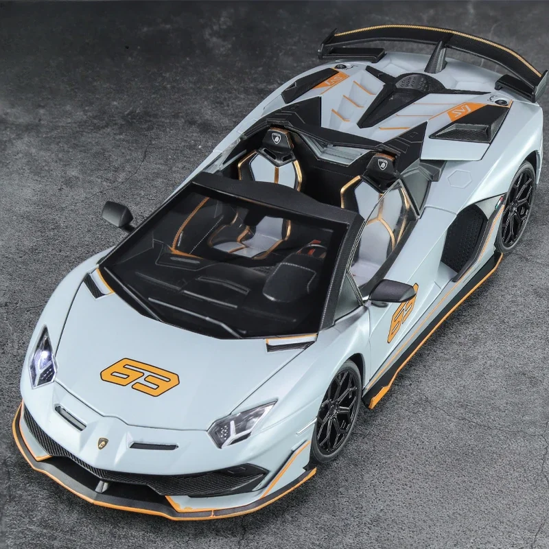 Diecast 1/18 Scale Big Size Lamborghini Aventador SVJ63 Alloy Car Model Simulation Toy Vehicles Collective Voiture Home Decor