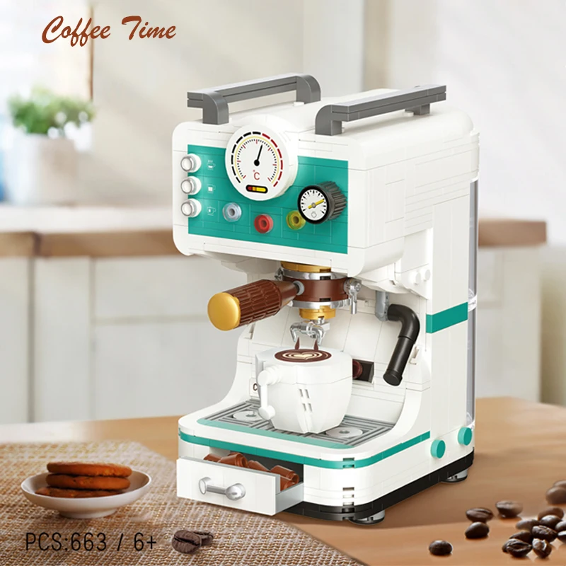 Mini Blocks Creative Coffee Machine Retro Modern Machine Assembly Model Building Blocks Decoration Toys For Children Xmas Gifts